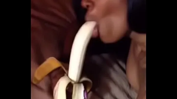 Fresh female sucking on banana like crazy on top Tube