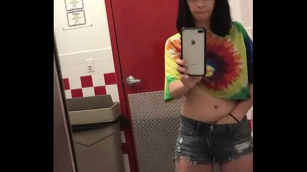 Friss Playing with my tits in a Five Guys bathroom felső cső