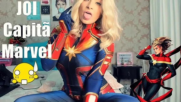 Fresh Joi Portugues Cosplay Capita Marvel SEX MACHINE, doing Blowjob Deep throat Cumming on breasts and Cumming on ass AMAZING JOI top Tube