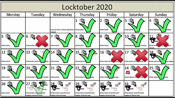 新品のLocktober 2020 - The tasks that each proper chastity slave should perform that month of the year. You have to follow all the tasks consistently. You must not skip any task. Any task you miss for whatever reason, means your dick stays locked an extra dayトップチューブ