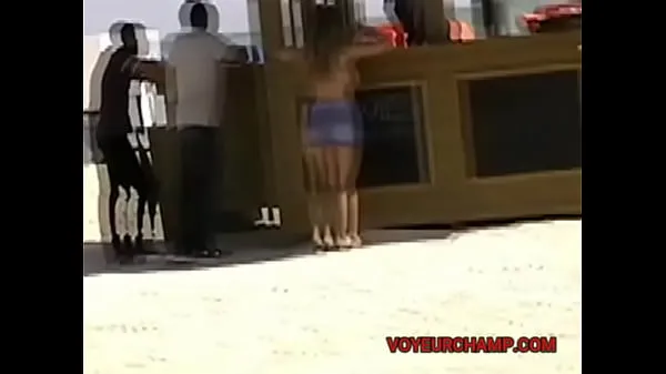 Fresh EW and Part 1 - Wife flashing her smooth cunt to random men on a public beach top Tube