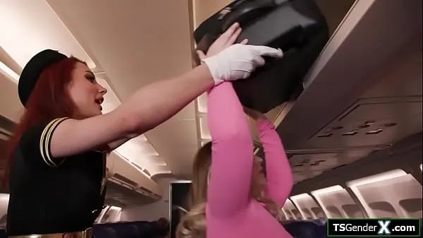 Φρέσκο ​​Big tits blonde notices trans air hostess Ariel Demure boner and sucks her redhead tgirl titfucks her and a guy ts gets barebacked top Tube