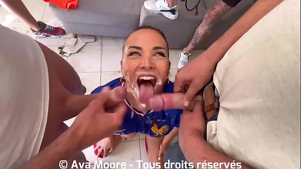 สด GIANT BUKKAKE - French Slut Sucks Strangers for Euro 2024 of Football หลอดบน